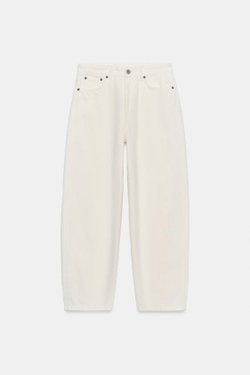 ZARA ЗАУЖЕННЫЕ ДЖИНСЫ СО СРЕДНЕЙ ПОСАДКОЙ — ZW COLLECTION, БЕЛЫЙ