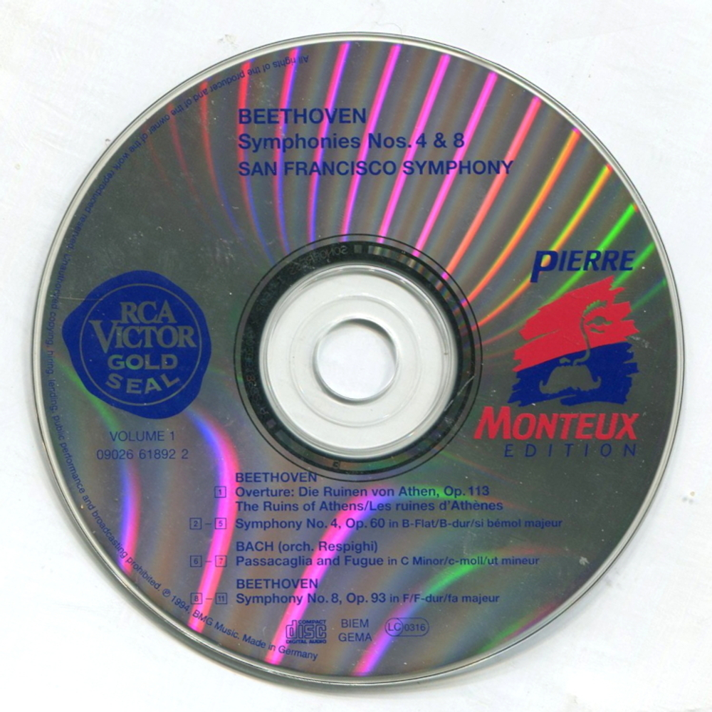 San Francisco Symphony, Pierre Monteux / Beethoven: Symphonies Nos. 4 & 8 - Volume 1 (CD)