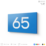 Табличка с номером 65 на дверь квартиры, для офиса, кабинета, аудитории, склада, голубая 120х70 мм, Айдентика Технолоджи