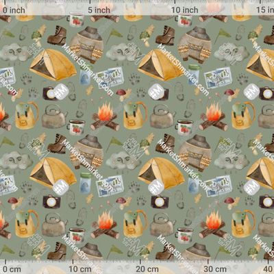 поход, кемпинг, лес, палатка на зеленом by E.KK8 380 DPI