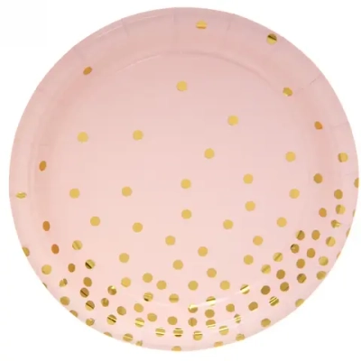 Тарелка бумажная 18 см в наборе 10 шт «Конфетти» розовая