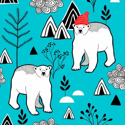 Белые медведи в горах