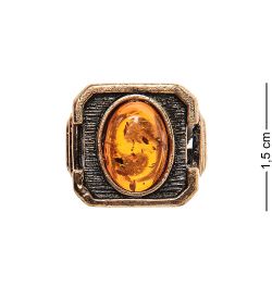 AM-2476 Кольцо «Нить» (латунь, янтарь)