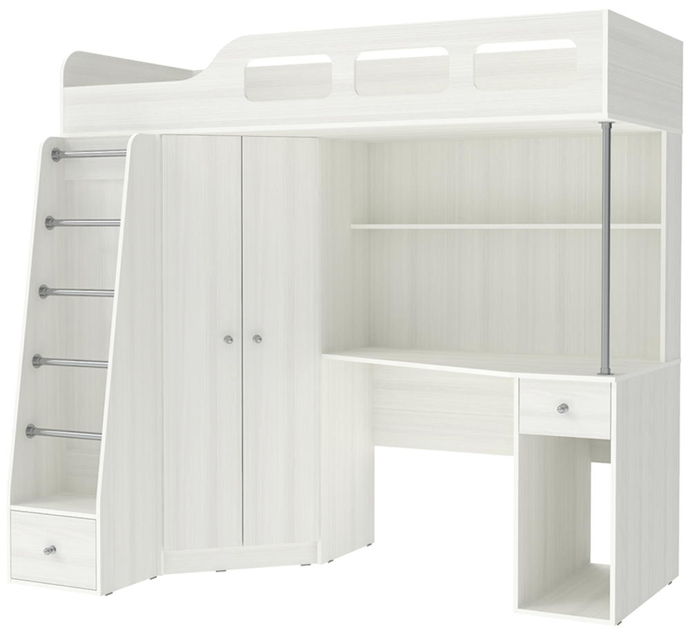 Кровать-чердак КарИВи Астра 7 Белое Дерево Белое Дерево