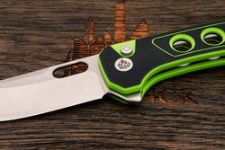 Нож складной QSP Unicorn, клинок 83мм, сталь Sandvik 14C28N, рукоять микарта чёрно-салатовая