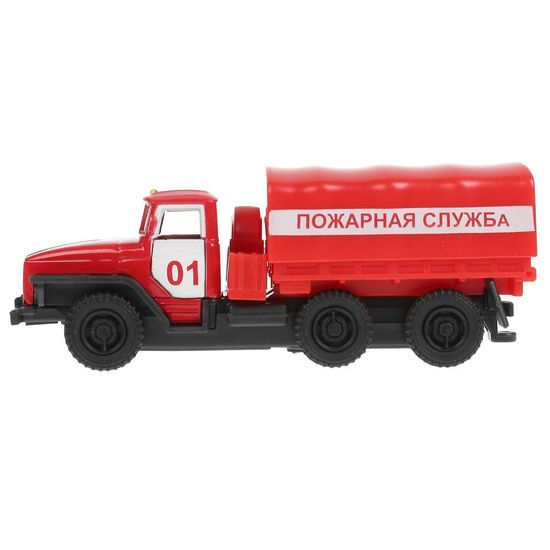 Машина металл УРАЛ ПОЖАРНАЯ, 12 см, дв., багаж., подвиж. дет., инерц., кор. Технопарк