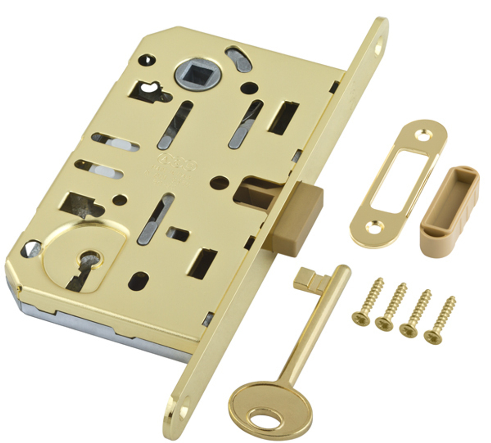 [ТОВАРА НЕТ В НАЛИЧИИ] Замок межкомнатный под ключ AGB B04101.50.03, цвет латунь (гарантия - 5 лет)