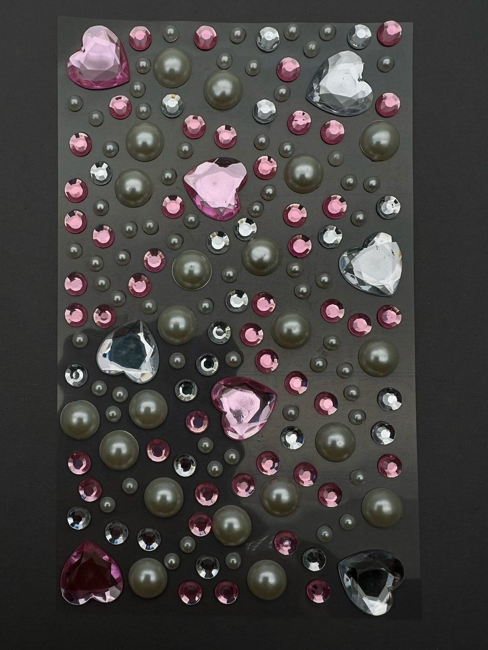 1833 Наклейки для ногтей, лица и тела микс с сердечками розовые