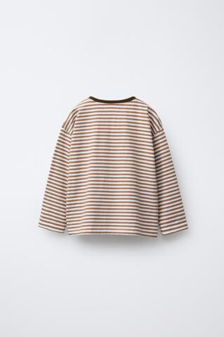 ZARA ФУТБОЛКА В ПОЛОСКУ С ТЕКСТОМ, ГОРЧИЧНЫЙ