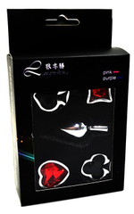 Набор из серебристой анальной пробки из нержавеющей стали и 4 кристаллов в форме мастей - 7,6 см.