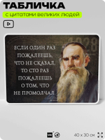 Литературный постер с цитатой Л. Н. Толстого для школы, на стену, на пластике, для интерьера, 40х30 см, Silver Plane x Айдентика Технолоджи