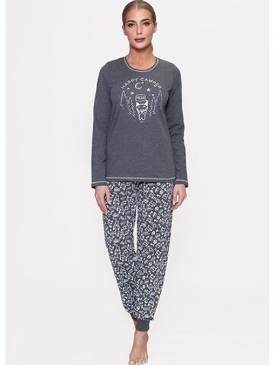 Милый комплект с брюками на манжетах (Размер: L) (Цвет: темно-серый)