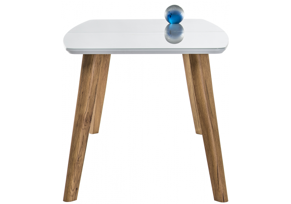 Стол стеклянный Woodville Серсея белый, дуб монтана