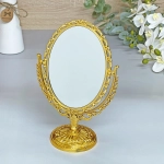 Зеркало настольное в пластиковой оправе «Версаль - Овал», цвет золото, двухстор, под 9,5см, зер 10*14см, выс 18см