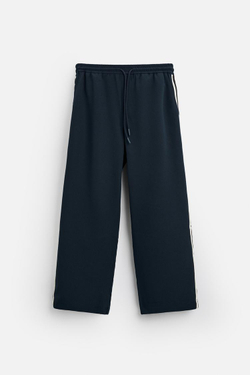 ZARA БРЮКИ ИЗ ВЫСОКОТЕХНОЛОГИЧНОЙ ТКАНИ С ЛАМПАСАМИ, МОРСКОЙ ТЕМНО-СИНИЙ