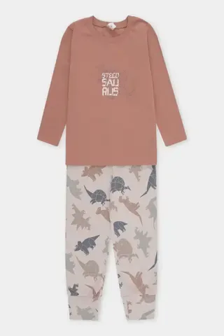 пижама  для мальчика  К 1606/кофейный мусс,цветные динозавры