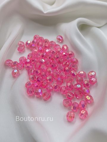 Бусины акриловые гранёные круглые розовые 500 грамм (±5гр)