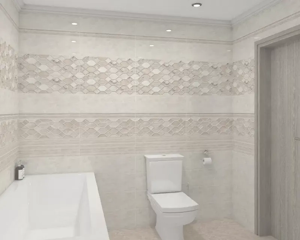 Плитка Alma Ceramica TWA11RXN004 Roxana 20x60 бежевая глянцевая рельефная / полосы