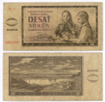 Банкнота Чехословакия 10 крон 1960 год M92 633207. F