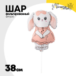 Шар Фольгированный Зайка в платье розовом (Белый)
