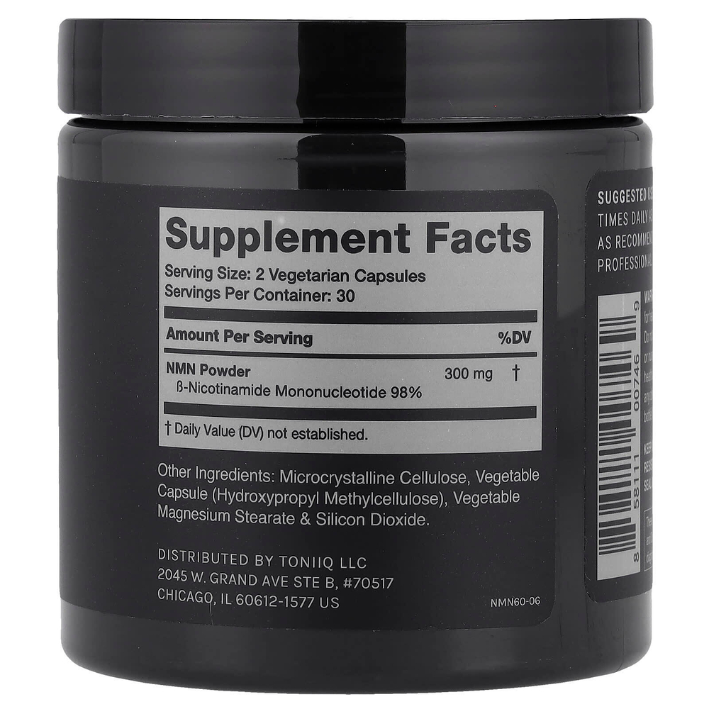 Toniiq, NMN 300, 60 капсул (150 мг в 1 капсуле)