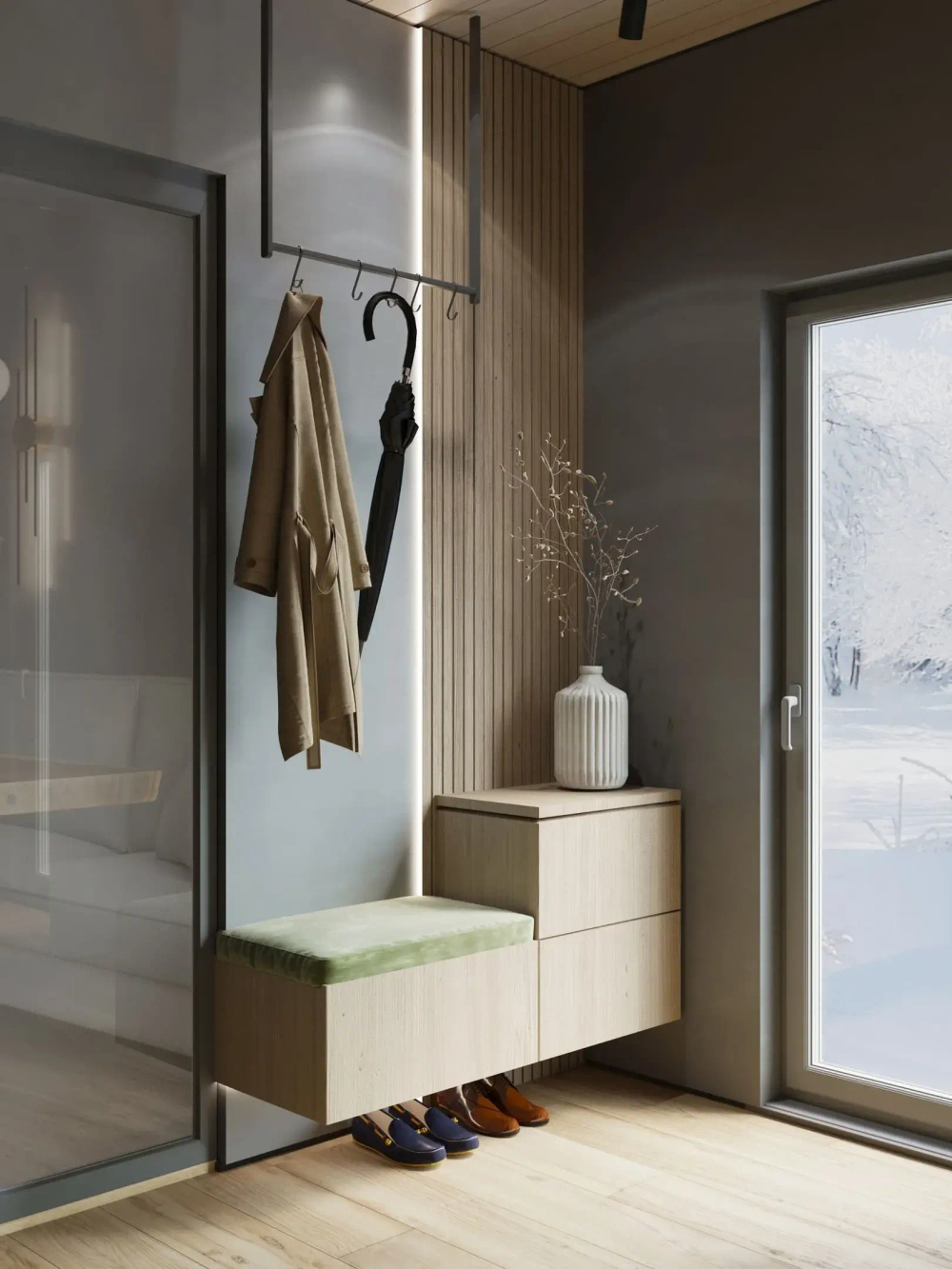 Мягкие панели и сиденье в прихожую