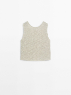 Massimo Dutti Трикотажный топ без рукавов, светло-зеленый