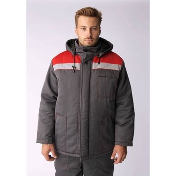 Костюм зимний "Партнер NEW" полукомбинезон (т.серый/красный)