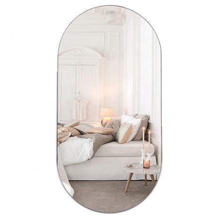 8040-Z2 (1) Зеркало интерьерное настенное в овальном корпусе из металла 80х40 см, белый, Рубин