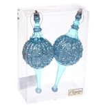 Елочные украшения "Мерцание ночи" 6.5*6.5*19.5 см (набор 2 шт), Голубой (Серпантин)