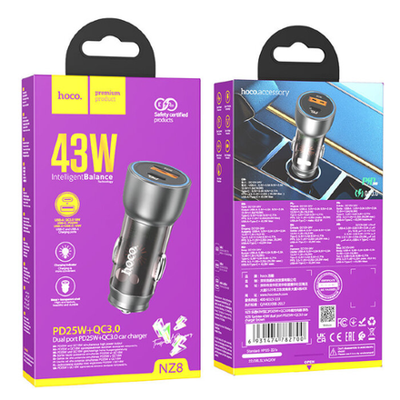 NZ8 Sprinter 43W dual port PD25W+QC3.0 car charger