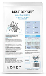 Сухой корм для собак и щенков с 1 мес. Best Dinner Dog & Puppy Sensible 12 кг ягненок с ягодами
