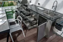 Тумба для встраиваемого винного шкафа 60 см, нержавеющая сталь, 90x70x61 см, Ontario, KuhniGrill