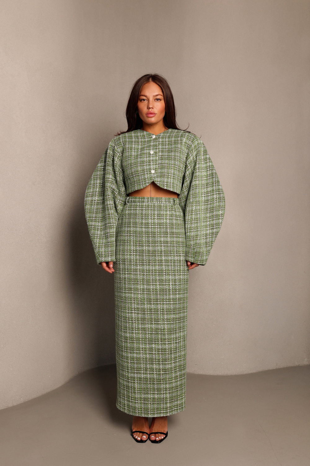 Юбка из твида миди