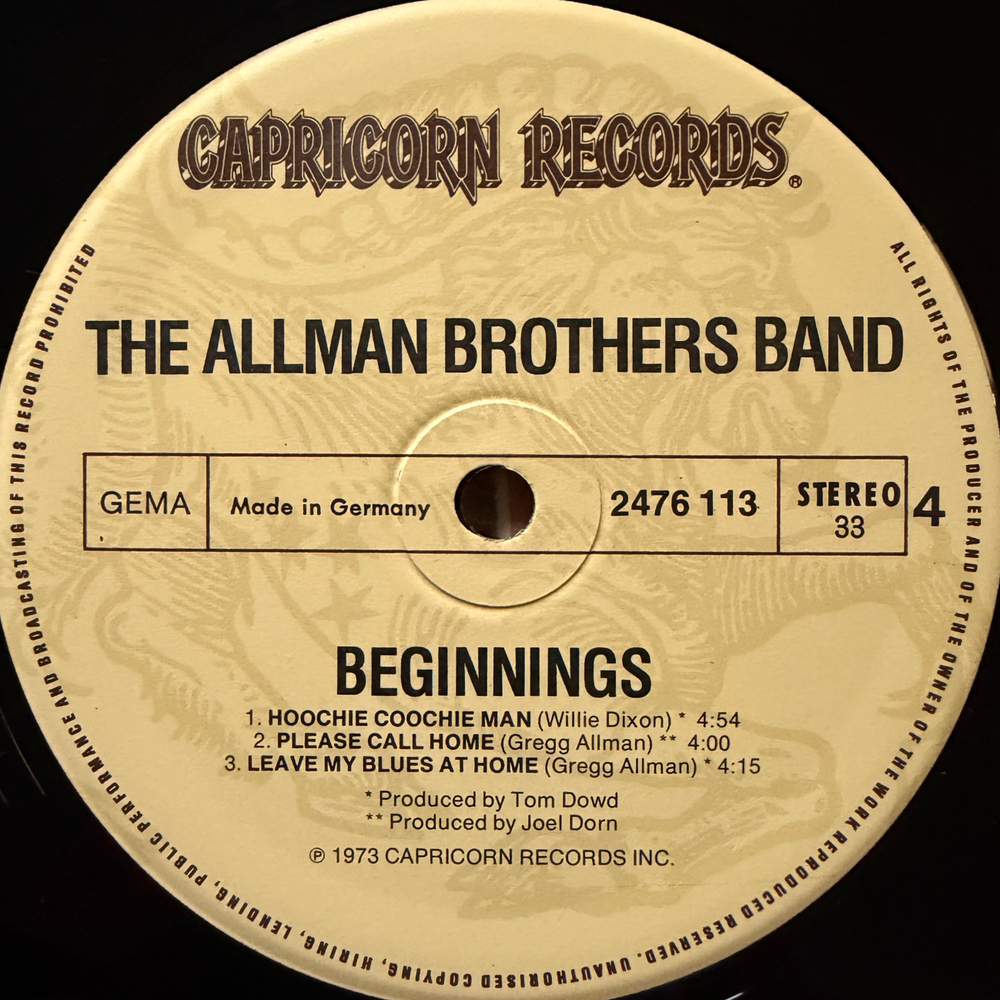The Allman Brothers Band ‎– Beginnings 2LP (Германия 1976г.) Т