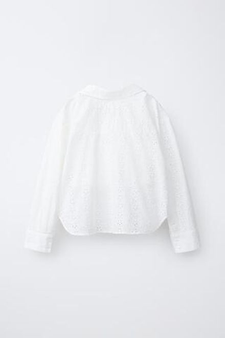 ZARA РУБАШКА И ТОП С ВЫШИВКОЙ ШИФФЛИ, ЖЕЛТОВАТО-БЕЛЫЙ