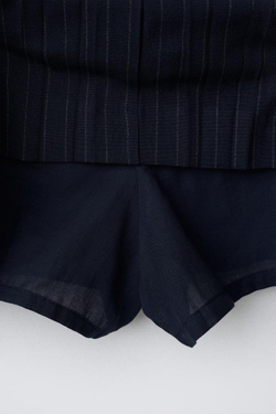 ZARA ЮБКА В ТОНКУЮ ПОЛОСКУ С ПОЯСОМ, МОРСКОЙ СИНИЙ