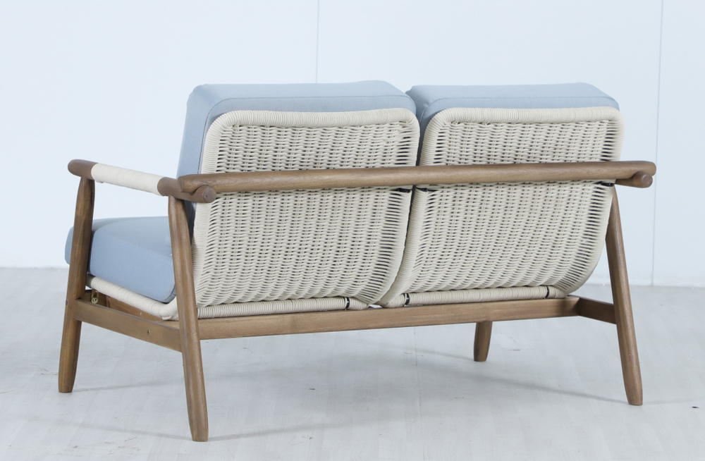 Диван деревянный двухместный Tagliamento Apoyo, грецкий орех, голубой