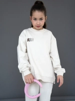 Костюм для девочки, свитшот и леггинсы, бежевый