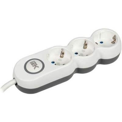 Удлинитель бытовой 3 гн, 1.5 м, ПВС, 3х1.5 мм2, 16 А, IEK, UNO, WYP53-16-03-D15-ZK