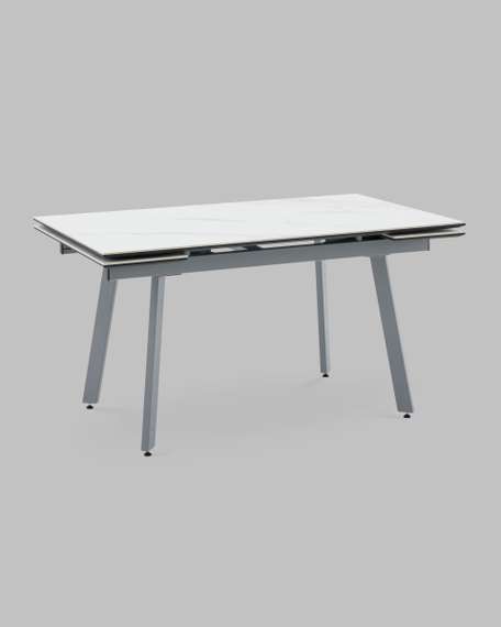 Стол Тайл 140-200/85/75 столешница Snow white подстолье металл серый