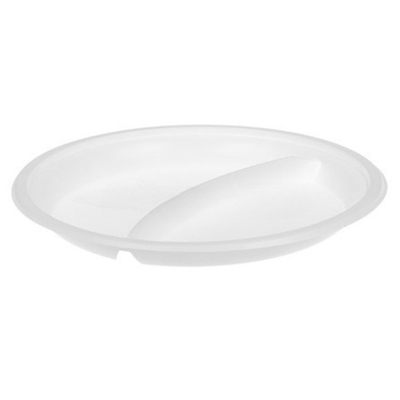 Тарелка D210 (2-секц.) ПС белая (100/1200 шт.) Диапазон