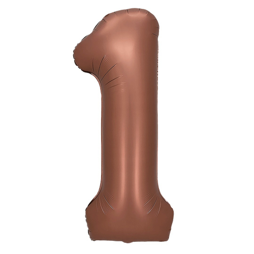 Шар (40''/104 см) Цифра, 1, Шоколадный, 1 шт. в уп.