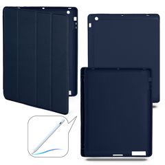 Чехол книжка-подставка Smart Case Pensil со слотом для стилуса для iPad 2, 3, 4 (Темно-синий / Dark Blue)