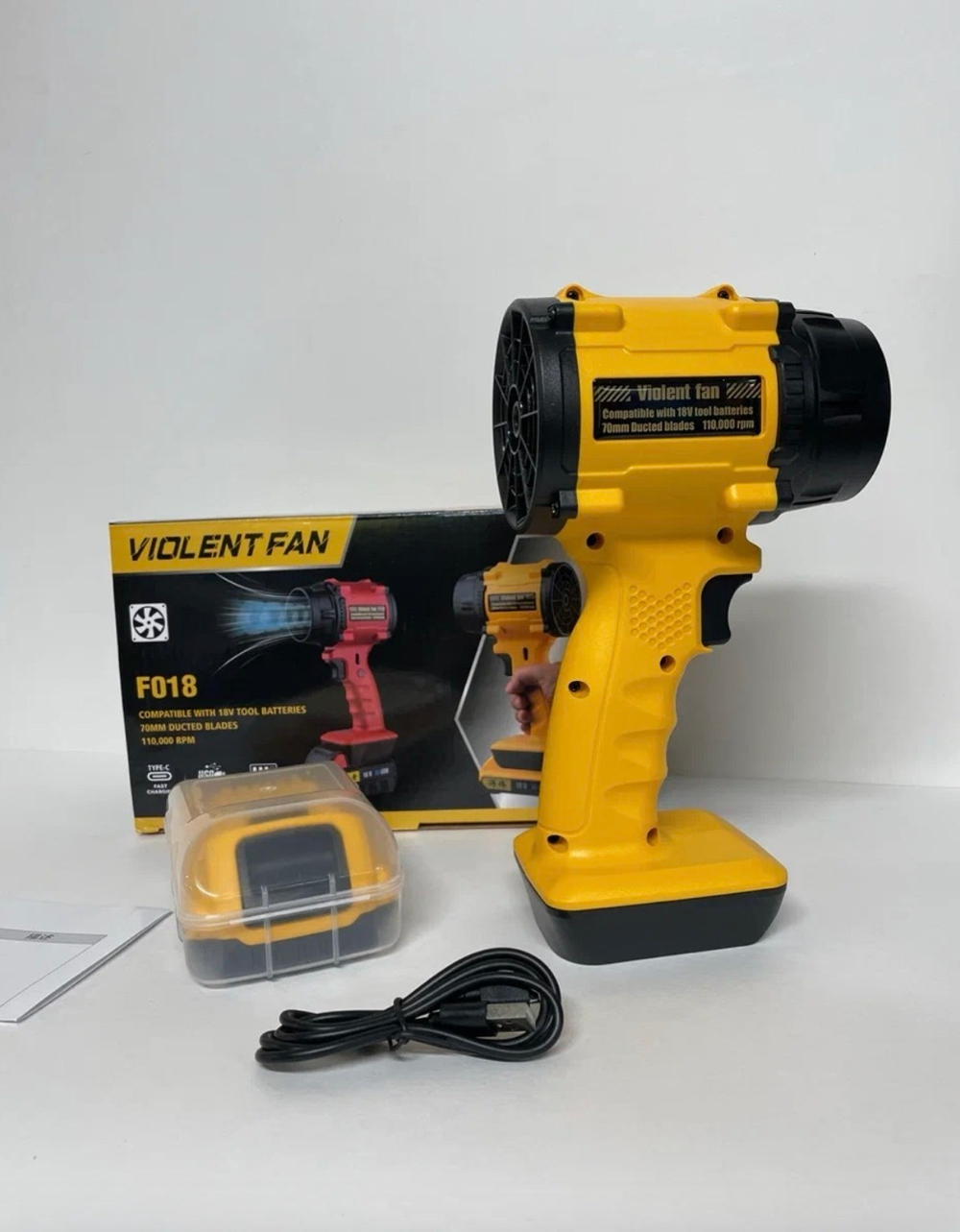 Мощный турбовентилятор с турбонаддувом для быстрого охлаждения и очистки, F018 VIOLENT FAN, желтый, TG (1 шт.)