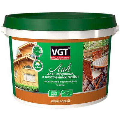 Лак акриловый глянцевый для наруж и внутр венге 0,9 кг  "ВГТ"
