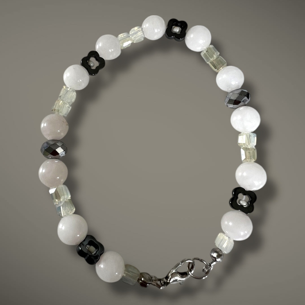 Браслет. Лунный свет. Лунный камень, Гематин и Ювелирное стекло