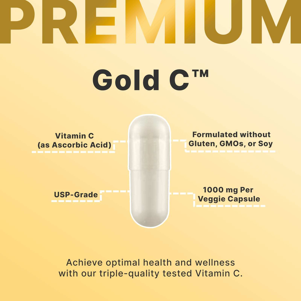 California Gold Nutrition, Gold C™, витамин C класса USP, 1000 мг, 240 растительных капсул