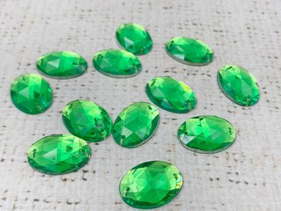 Стразы пришивные акрил, d 1,4х1 см, зелёный