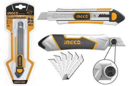 INGCO Нож строительный алюминиевый 100x18мм INDUSTRIAL HKNS1808